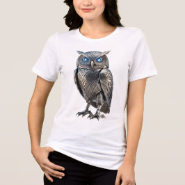 Camiseta Coruja Mecânica Celta Prata Estilo Steampunk
