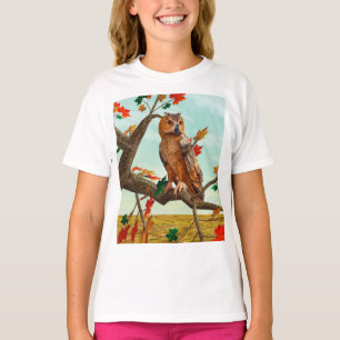 Camiseta Coruja no outono do Maple Design - Pássaro Incríve