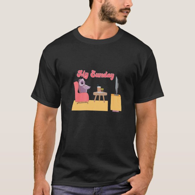 Camiseta Coruja No Sofá Meu Domingo (Frente)