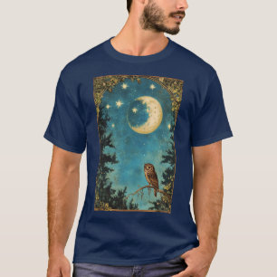 CAMISETA CORUJA NOTURNA LUA CHEIA E NOITE ESTRELADA