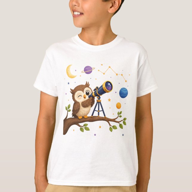 Camiseta Coruja Observadora de Estrelas (Frente)