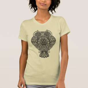 Camiseta Coruja ornamentado tirada mão inspirada