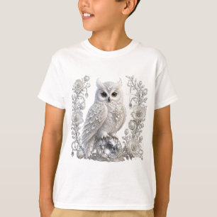 Camiseta Coruja Pérola Cristal Branco