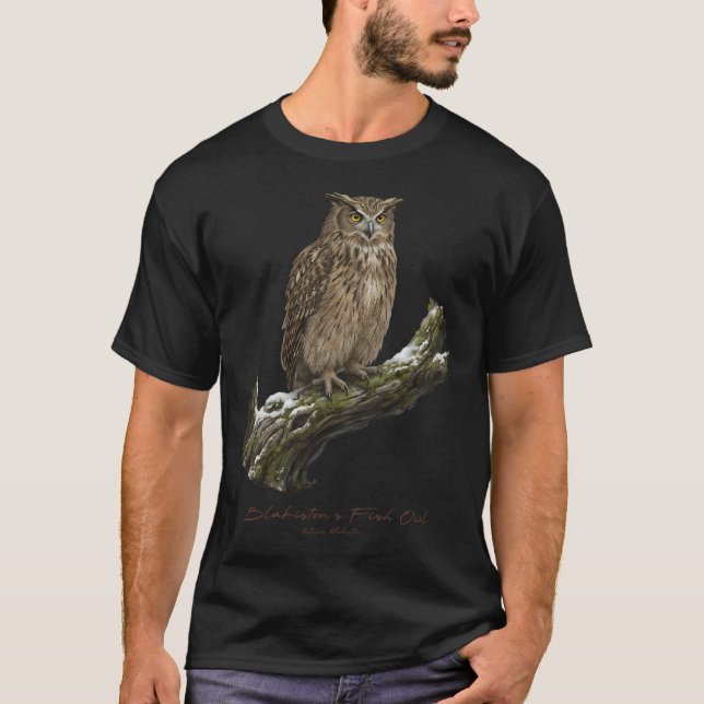 Camiseta Coruja-pescadora-de-blakiston em Árvore Nevada (Frente)