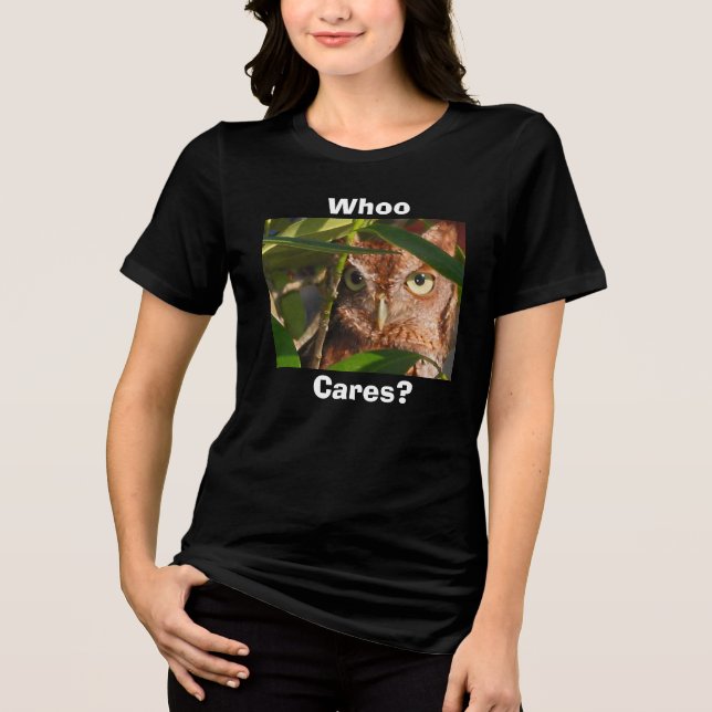 Camiseta Coruja Quem Se Importa Tri-Blend (Frente)