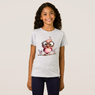 Camiseta Coruja Rosa Fofa & Amigos Pássaros