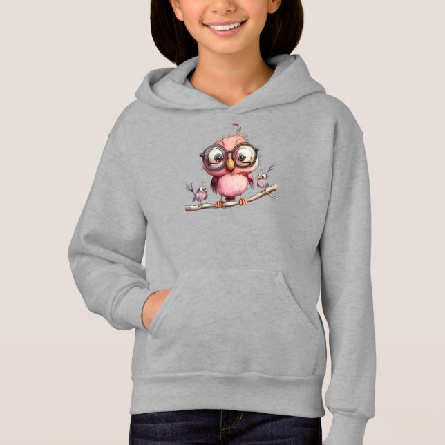 Camiseta Coruja Rosa Fofa & Amigos Pássaros (Frente)