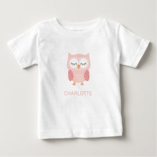 Camiseta 'Coruja Rosa', pijama personalizado fofo