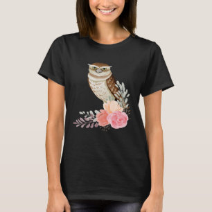 Camiseta Coruja Rosas de Flores Sábio Pássaro Vintage Coruj