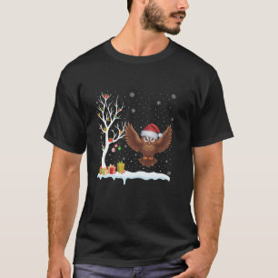 Camiseta Coruja Santa Hat Árvore Festiva Leve Natal Pajama