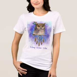 Camiseta Coruja Tribal - Seja Forte, Corajosa, Seja gentil