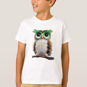 Camiseta Coruja Verde-Pequena e Barrada