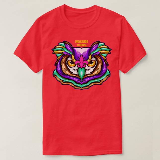 Camiseta Coruja Verde Roxa Com Fleur De Lis Rosa (Frente do Design)