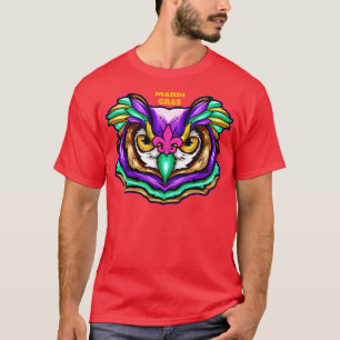 Camiseta Coruja Verde Roxa Com Fleur De Lis Rosa