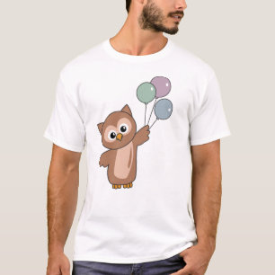 Camiseta Coruja Voa Com Balões Animais Doce Para Crianças
