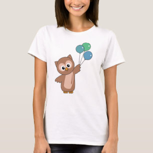 Camiseta Coruja Voa Com Balões Animais Doce Para Crianças