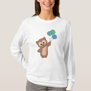Camiseta Coruja Voa Com Balões Animais Doce Para Crianças