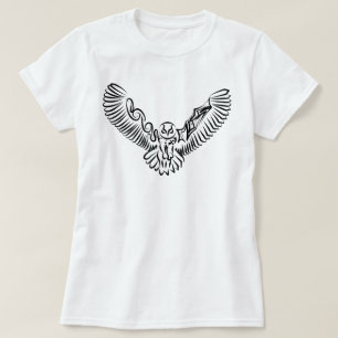 Camiseta Coruja voadora branca e negra
