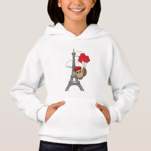 Camiseta Coruja voando com balões cardíacos em Paris