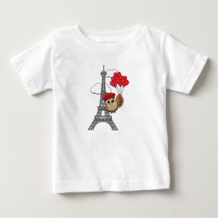 Camiseta Coruja voando com balões cardíacos em Paris