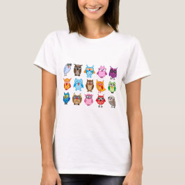Camiseta Corujas bonitos coloridas