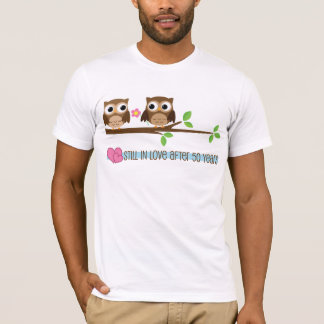 Camiseta Corujas de Aniversário de Casamento 50