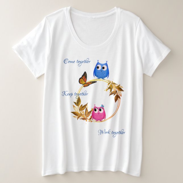 Camiseta Corujas de Borboletas Personalizáveis (Frente do Design)