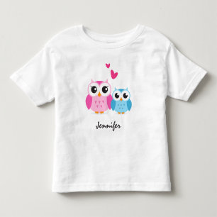 Camiseta Corujas de cartoon bonitas com nome personalizado