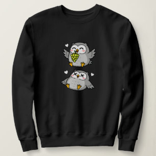 Camiseta Corujas de desenho animado fofas comendo uvas Coru