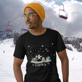 Camiseta Corujas de Inverno Patinando No Inverno Vibing