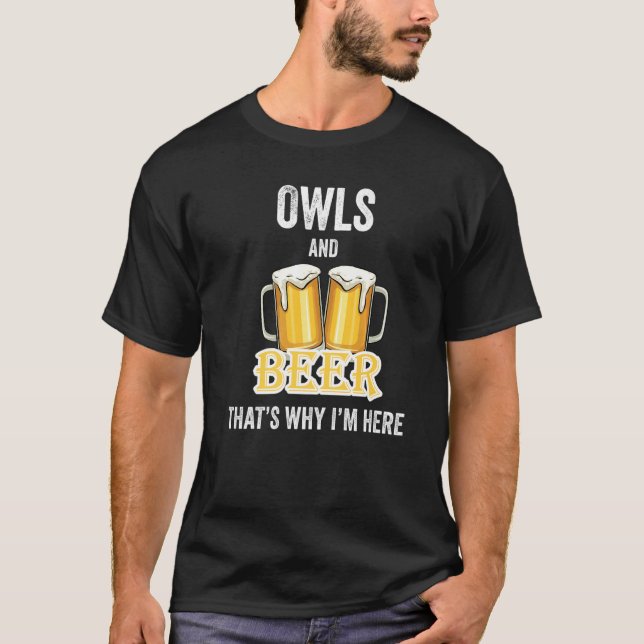 Camiseta Corujas e Cerveja É por isso que estou aqui (Frente)