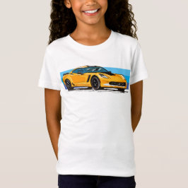 Camiseta Corvete Laranja C7 com faixas Azuis