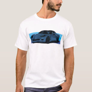 Camiseta Corvette C6 Blue Sportscar com Blue Stripe