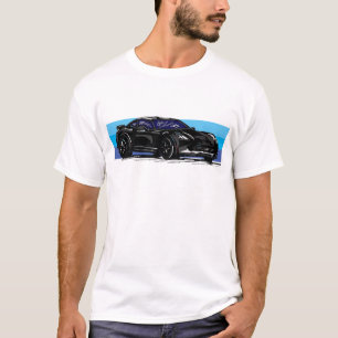 Camiseta Corvette C7 Black Sportscar com Blue Stripe