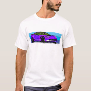 Camiseta Corvette C7 Purple Sportscar com Blue Stripe