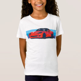 Camiseta Corvette vermelho C6 com faixas azuis