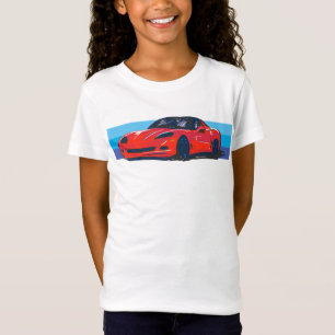 Camiseta Corvette vermelho C6 com faixas azuis
