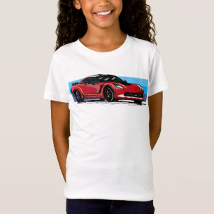Camiseta Corvette vermelho C7 com faixas azuis