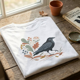 Camiseta Corvo Amante da Natureza Gráfico de Arte Folclóric