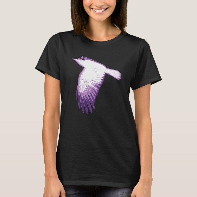 Camiseta Corvo Branco e Roxo Voando (Frente)