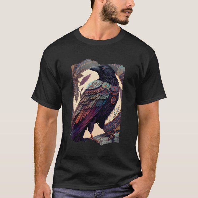 Camiseta Corvo com Penas de Mitologia Nórdica (Frente)