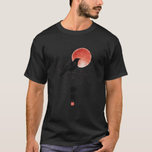 Camiseta Corvo da Lua Carmesim Estética Japonesa Gótica E