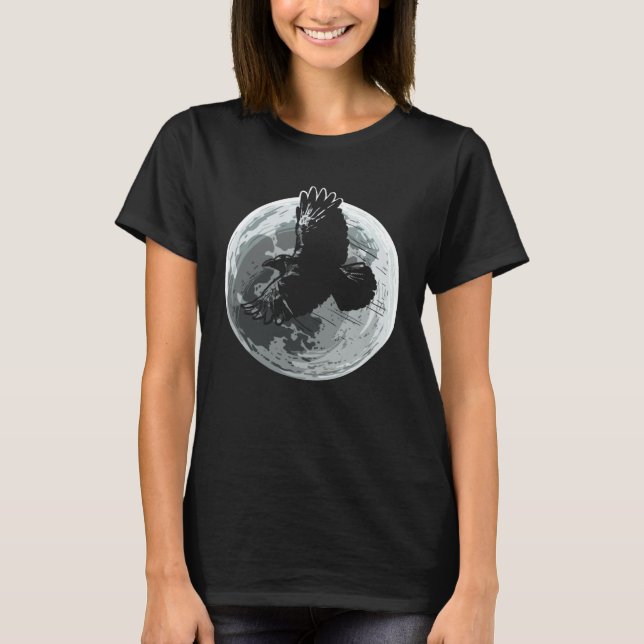 Camiseta Corvo da Lua Cheia Ave Sombria Gótica (Frente)