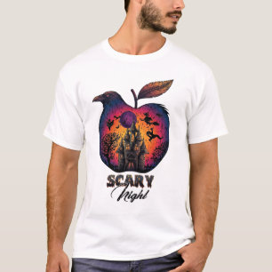 Camiseta Corvo da Noite de Maçã Assustadora Castelo Assombr