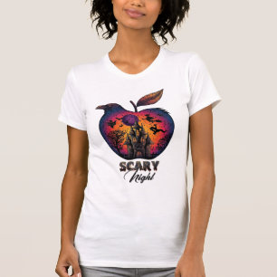 Camiseta Corvo da Noite de Maçã Assustadora Castelo Assombr