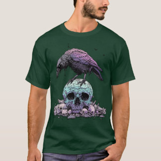 Camiseta corvo e crânio