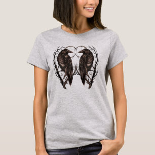 Camiseta Corvo em Árvore Morta - Arte Gótica Sombria