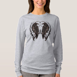 Camiseta Corvo em Árvore Morta - Arte Gótica Sombria