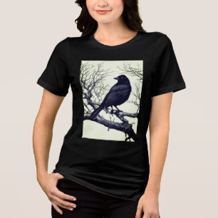 Camiseta Corvo Empoleirado em Galhos de Inverno nus