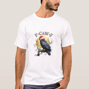Camiseta Corvo Engraçado F-Caw-F Ave Gótico Chapéu de Natal